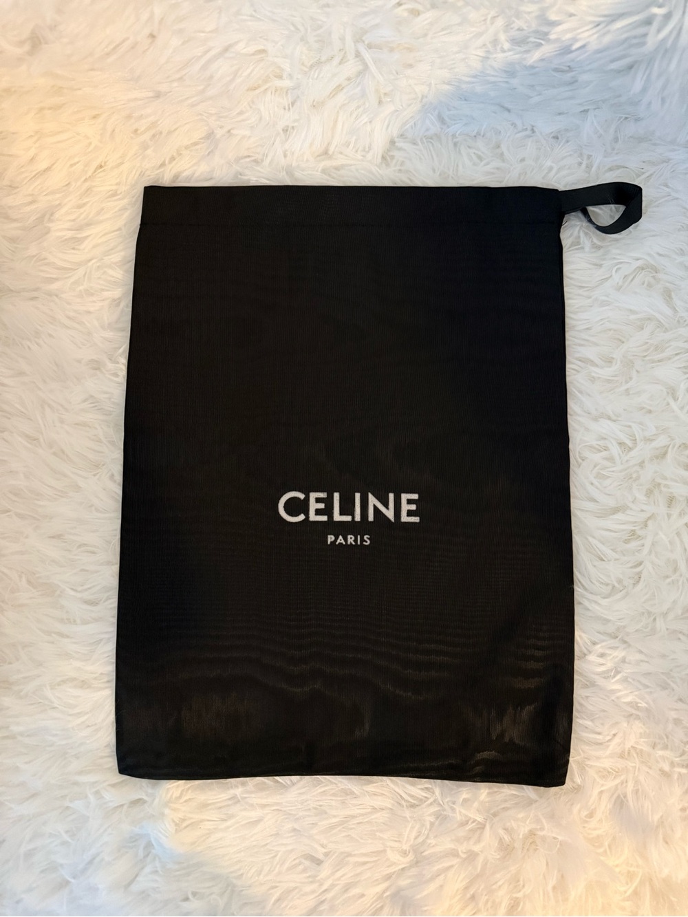 Celine Black Drawstring Dust Bag with White Logo